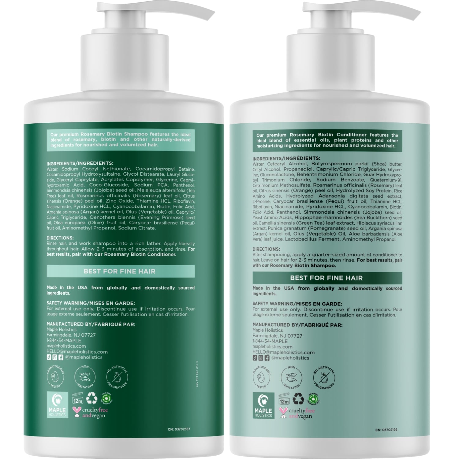 Rosemary Biotin Shampoo and Conditioner Set