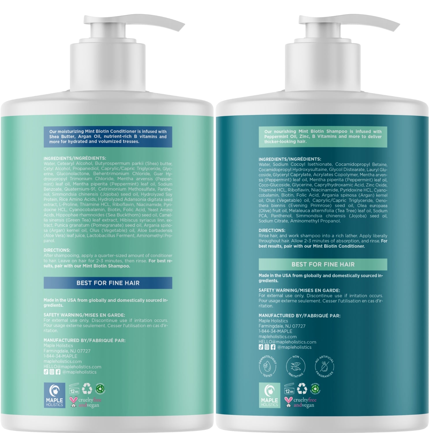 Mint Biotin Shampoo and Conditioner Set