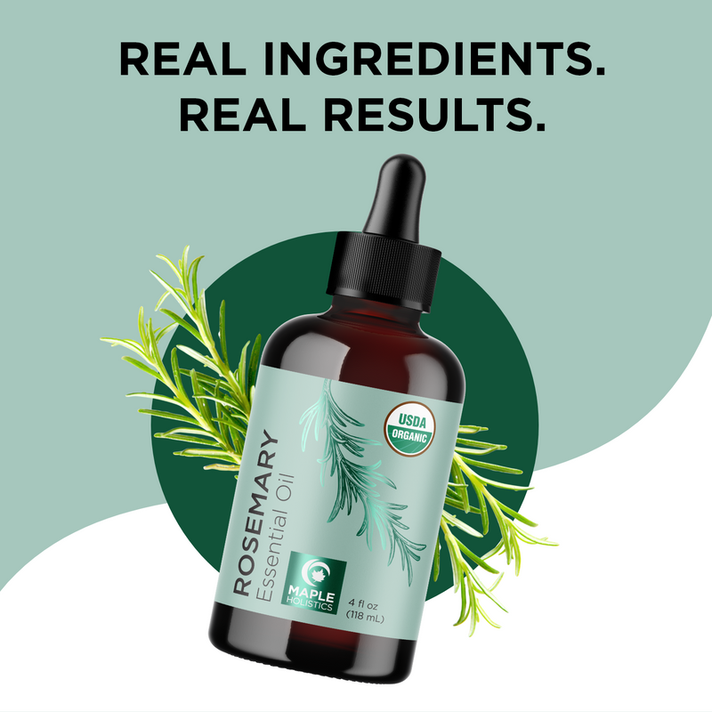 Certified Organic Rosemary Oil for Hair - Pure USDA Organic Rosemary Essential Oil for Hair Skin and Nails plus Aromatherapy - Organic Hair Oil for Dry Scalp Treatment and Enhanced Volume and Shine